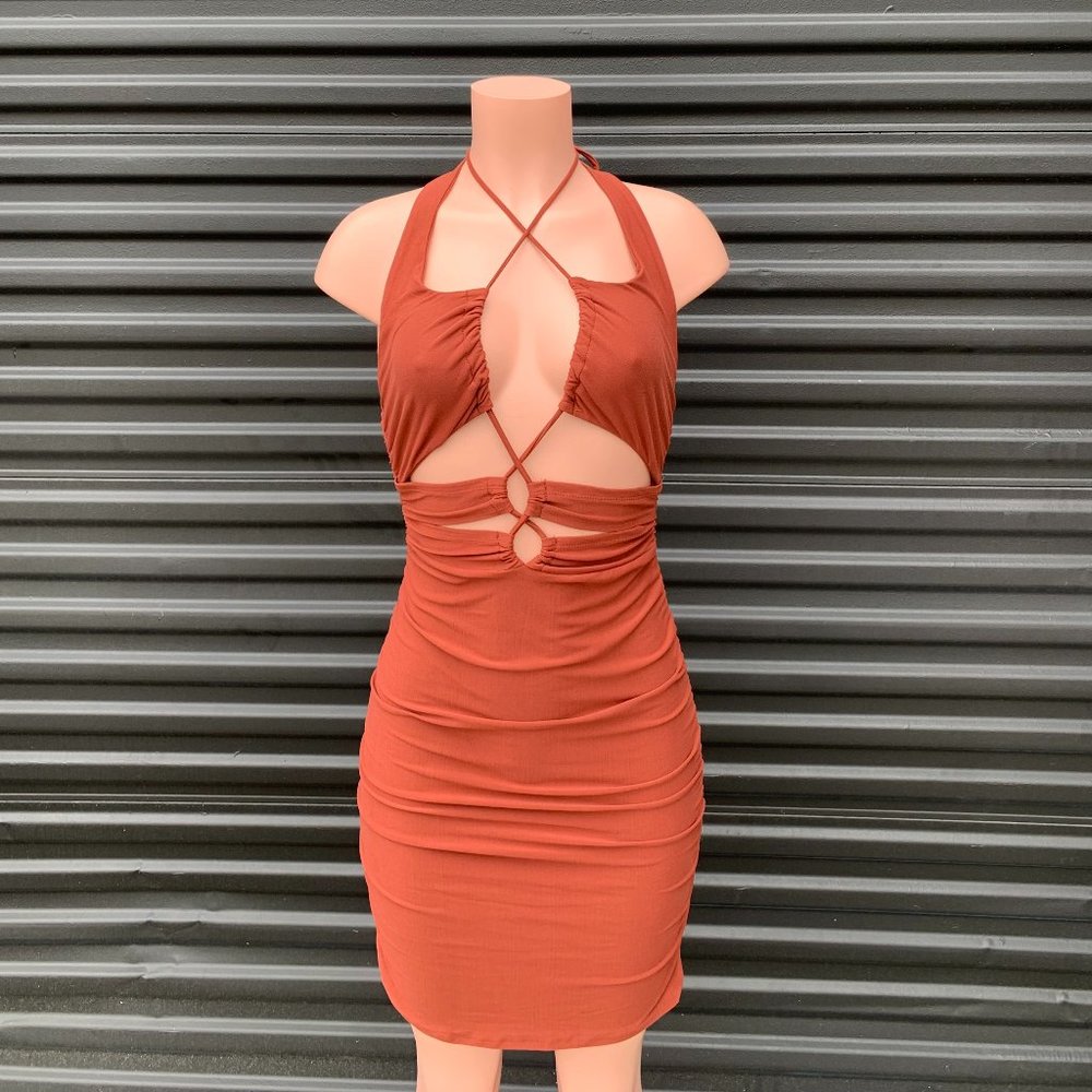 Cross My Heart Midi Dress-Brown